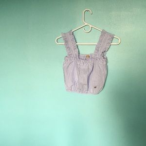 Blue and white striped crop top